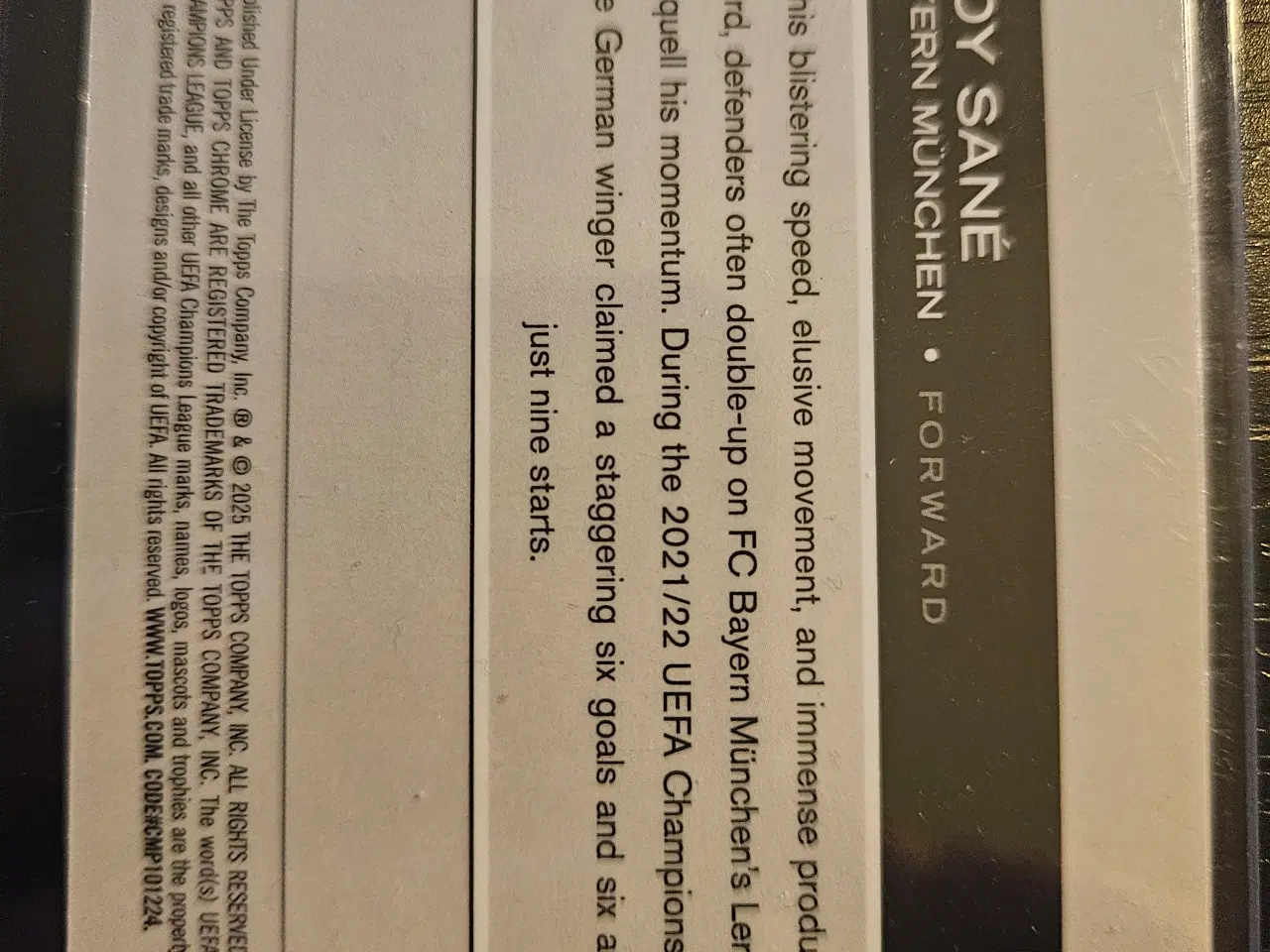 Billede 2 - Leroy Sane 259/299 Fodboldkort