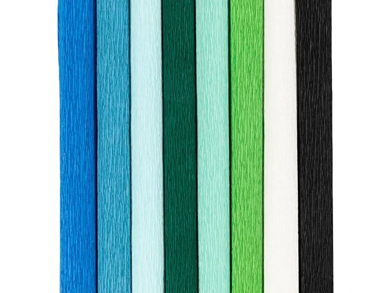 Billede 1 - Crepepapir, ark 25x60 cm, Stræk/crepe: 180%, 105 g, blå/grøn harmoni, 8ark/ 1 pk.