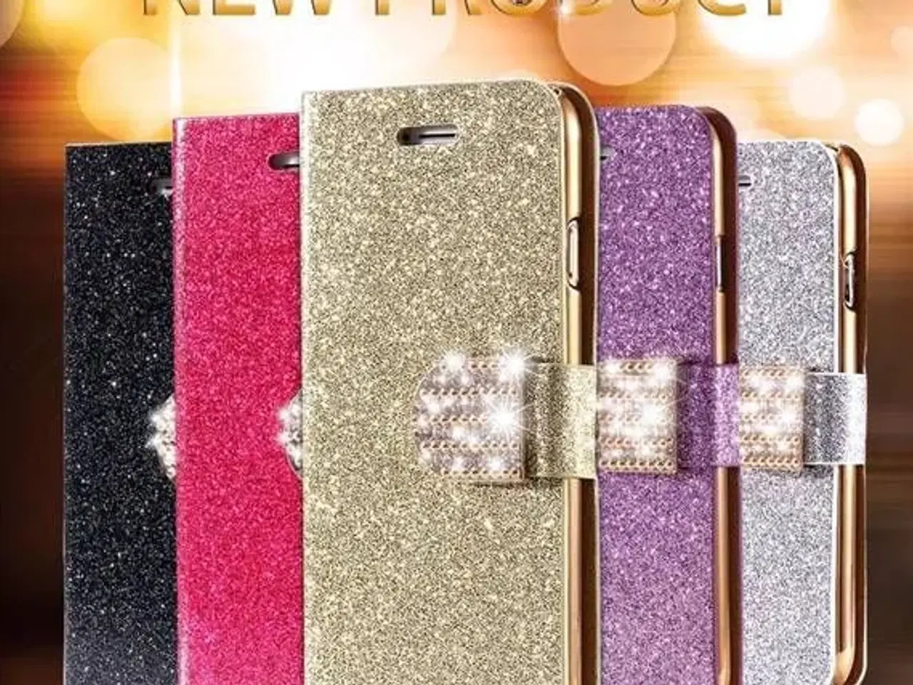 Billede 4 - Guld glimmer flip cover iPhone 6 6s 7 8 