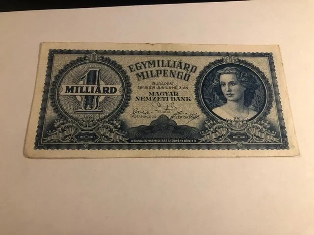 Billede 1 - 1 milliard pengo 1945 Hungary