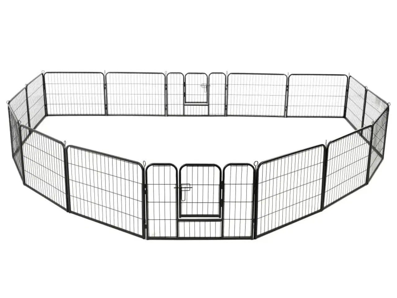 Billede 3 - Løbegård til hunde 16 paneler stål 60 x 80 cm sort