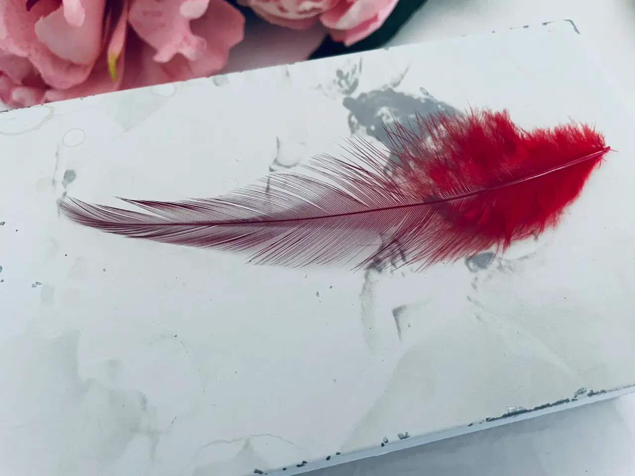Billede 4 - Fjer i røde og mørke nuancer 10 stk.