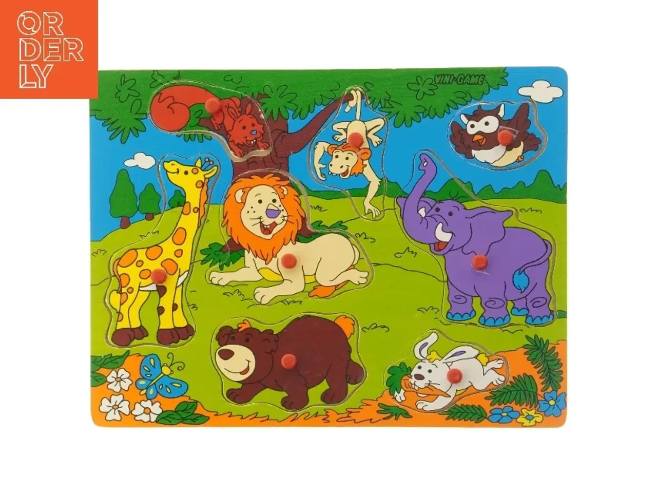 Billede 1 - Træpuslespil med dyremotiver (str. 30 x 22 cm)
