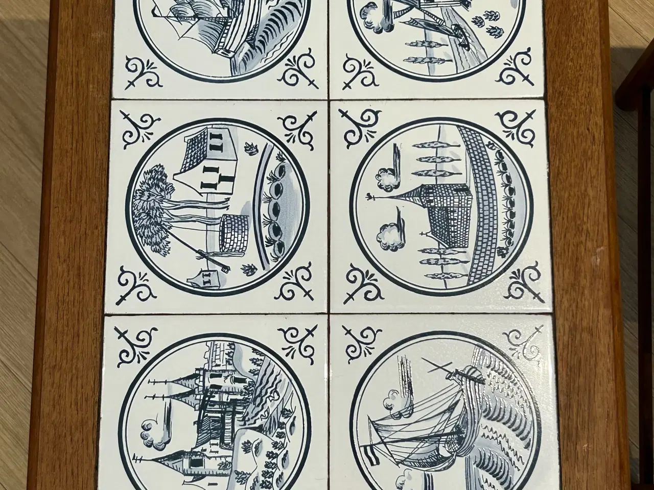 Billede 5 - Sofabord / indskudbord i mørkt træ og kakler