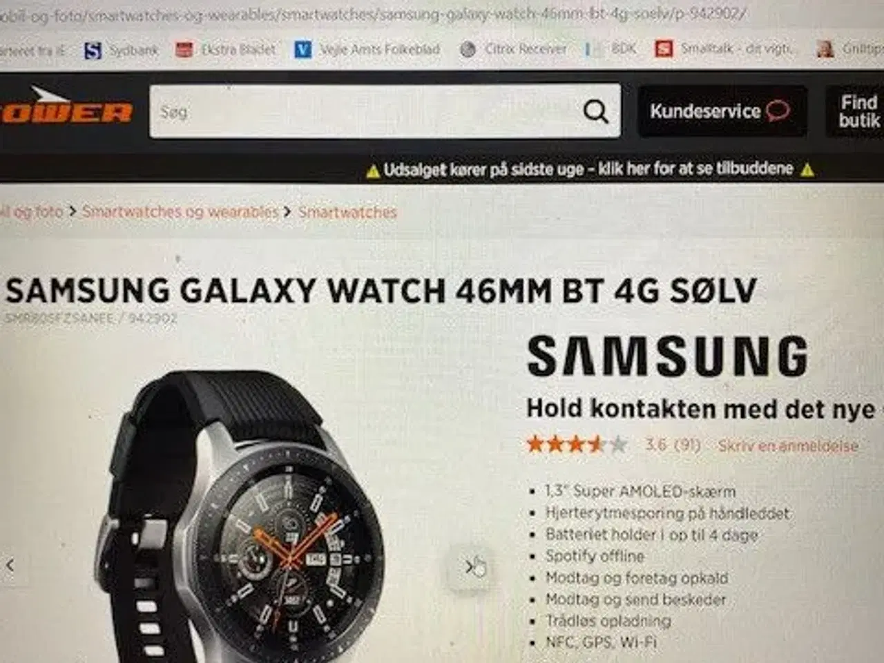 Billede 4 - Samsung smartwatch Galaxy 46mm BT 4 G sølv