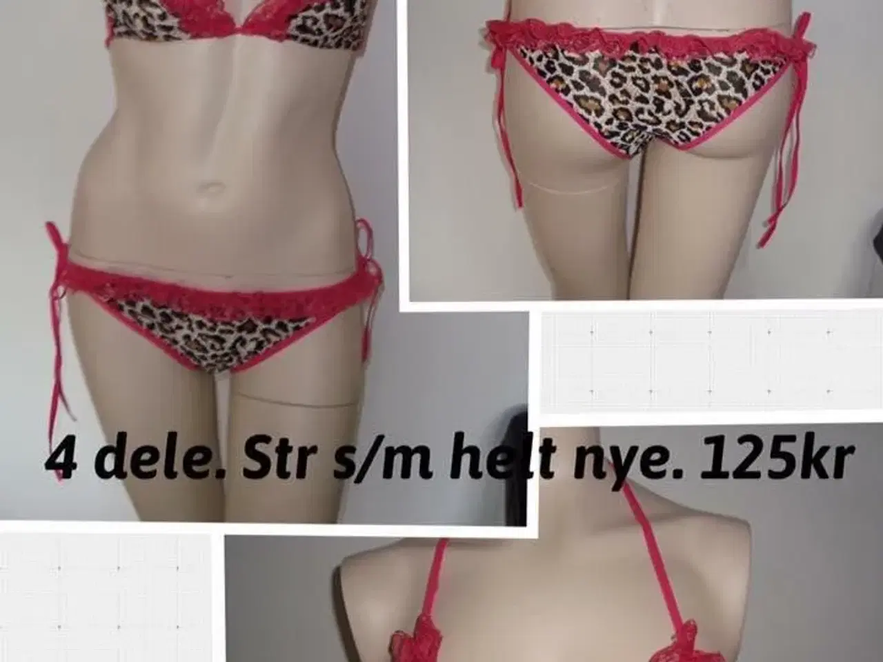 Billede 1 - leopard/zebra bikini 4 dele