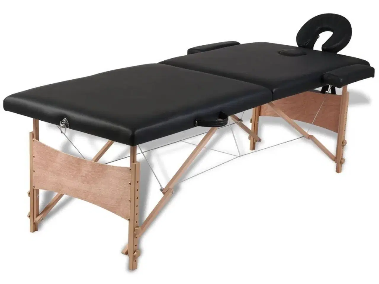 Billede 1 - Sammenfoldeligt massagebord med træstel 2 zoner sort