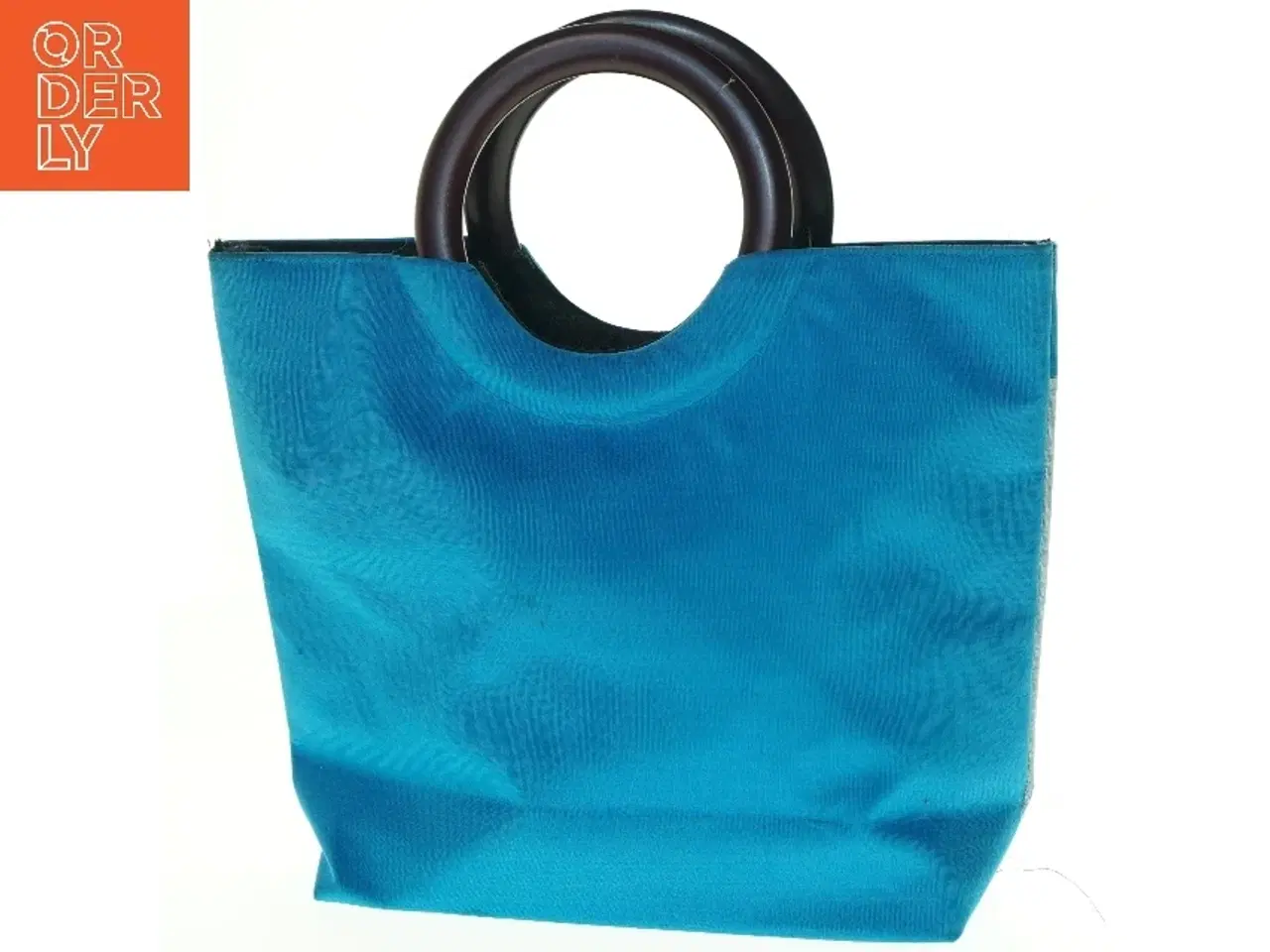 Billede 2 - Blå håndtaske med dekoration (str. 31 x 31 cm)