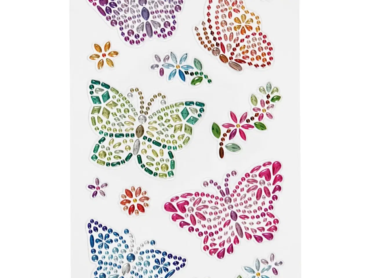 Billede 1 - Diamond stickers, sommerfugle, ark 10x16 cm, 1 ark