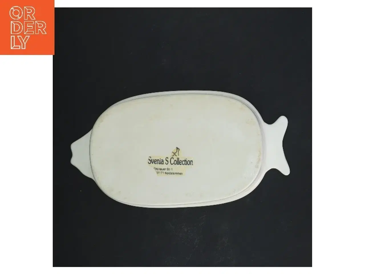 Billede 2 - Keramisk fiskeformet fad med blå kant fra Svana's Collection (str. 21x11x3,5 cm)