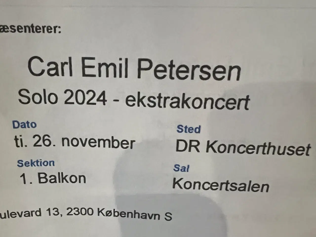 Billede 1 - Koncertbilletter til Carl Emil Petersen