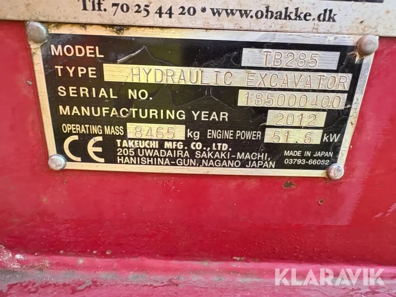 Billede 5 - Gravemaskine Takeuchi TB285