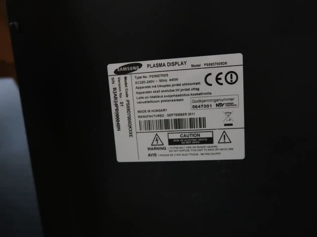 Billede 3 - Fjernsyn SAMSUNG PS59D7005