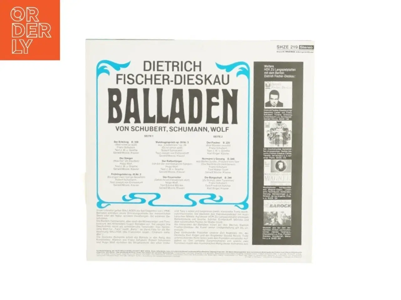Billede 2 - Dietrich Fischer-Dieskau Balladen Vinylplade