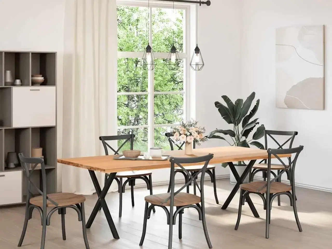 Billede 2 - Spisebordsben X-formet 2 stk. sort 70 x (72-73) cm stål