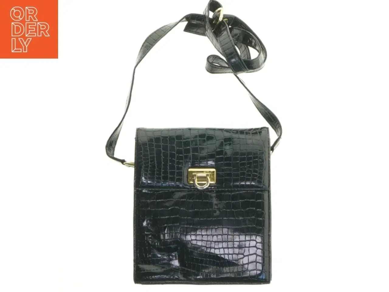 Billede 1 - Lille skuldertaske i krokodillemønster (str. 21x19 cm)