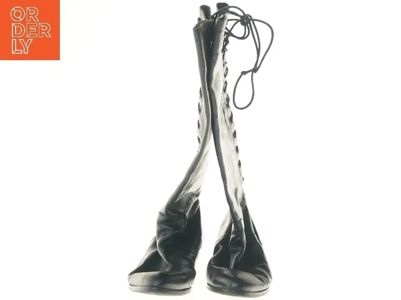 Billede 3 - Sorte knæhøje støvler med snøre (str. 37 )