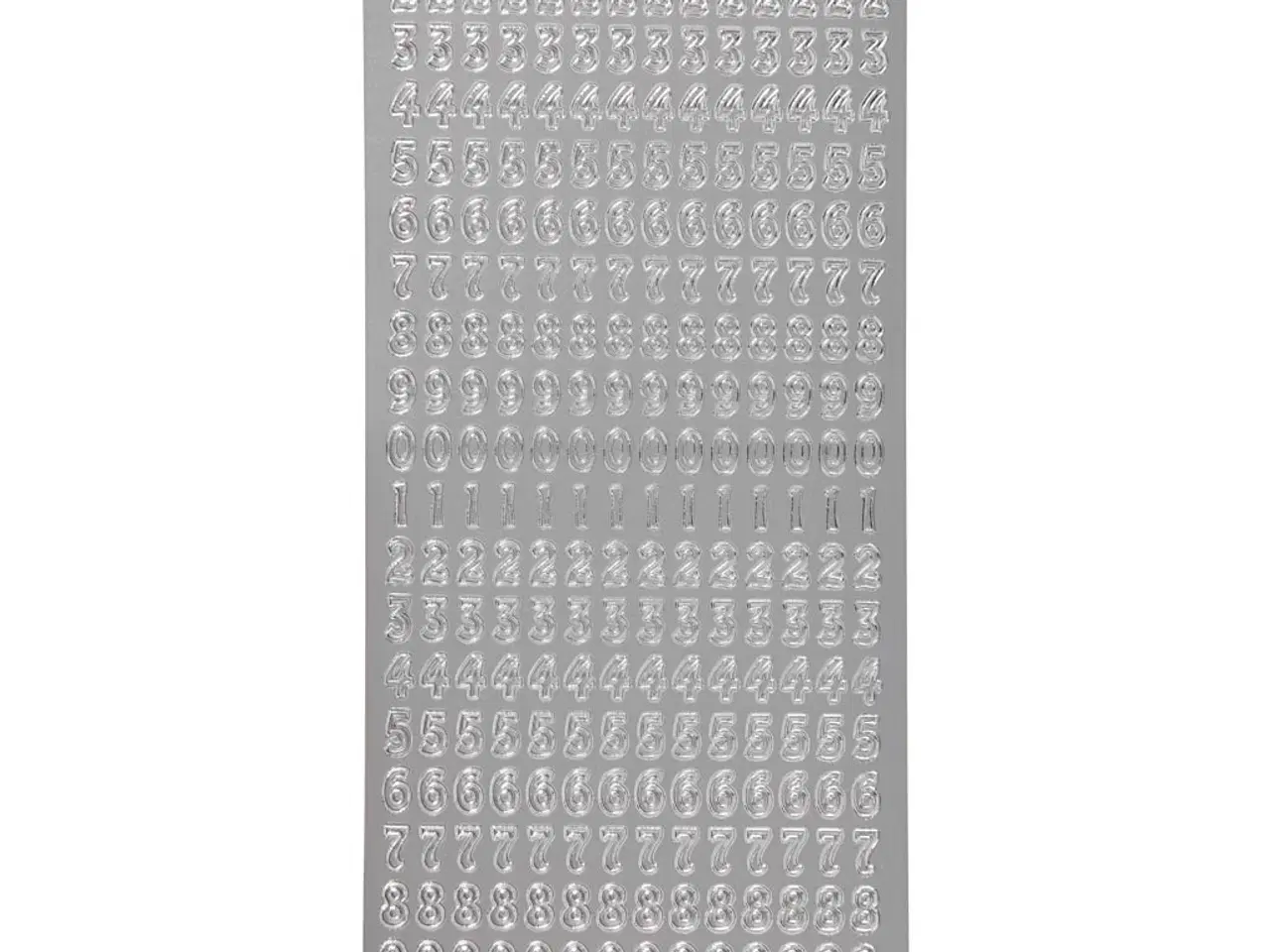 Billede 1 - Stickers, tal, ark 10x23 cm, sølv, 1 ark