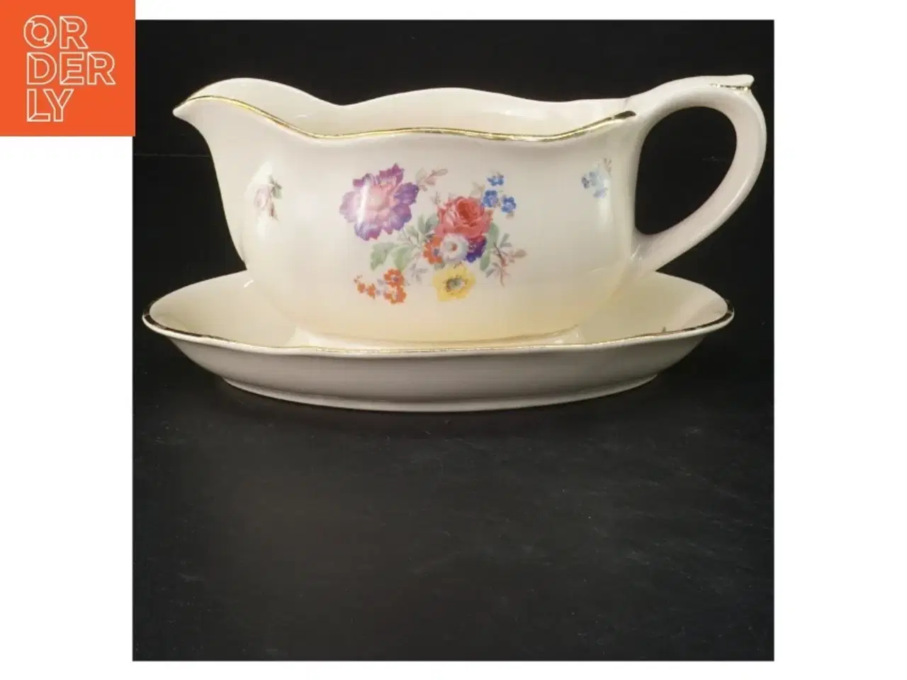 Billede 1 - Flødekande med underfad fra Arabia (str. 21x10 cm)