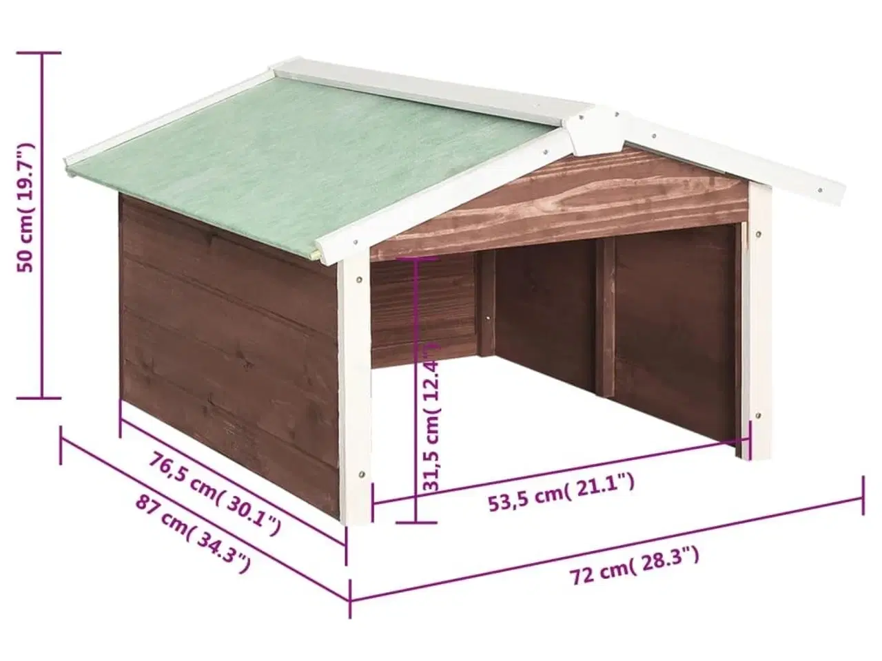 Billede 9 - Skur til robotplæneklipper 72x87x50 cm fyrretræ brun og hvid