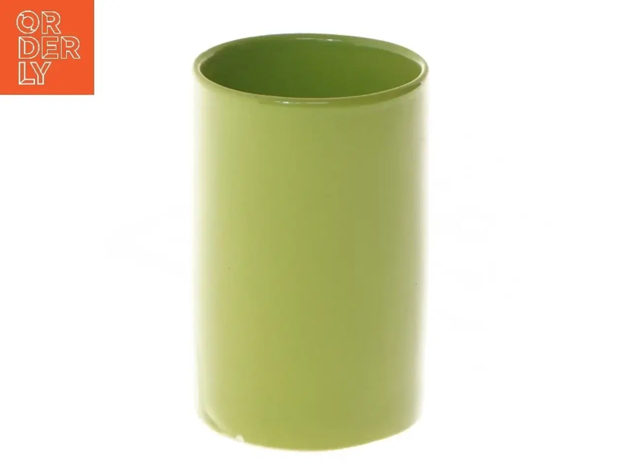 Billede 1 - Grøn keramikvase (str. Ø 7,5 cm højde 11 cm)