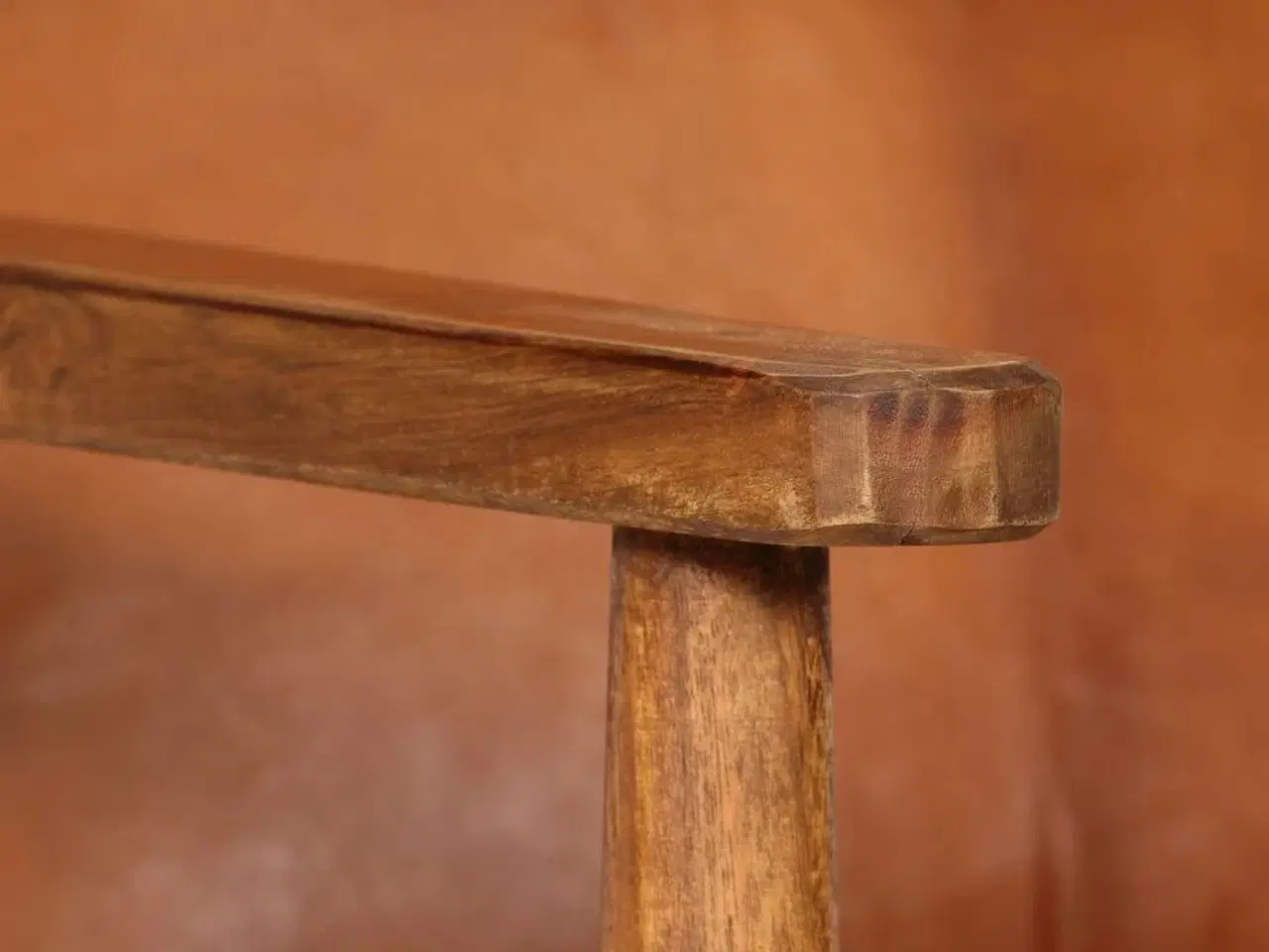 Billede 2 - Lænestol ægte læder med akacietræ brun