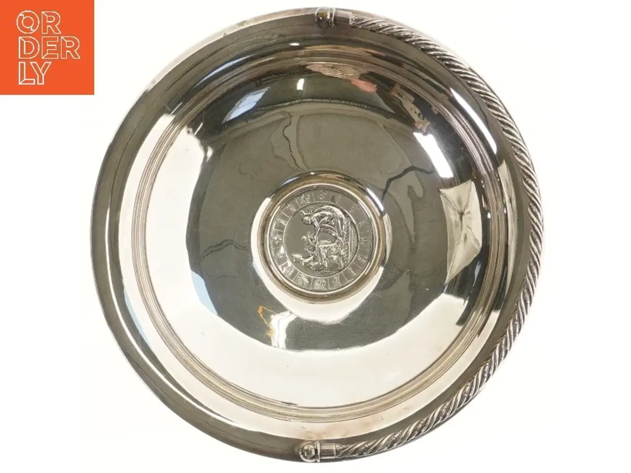 Billede 2 - Serveringsfad på fod med snoet hank. Sølvplet, ca fra 1900-1930  (str. Ø 26x10 cm)