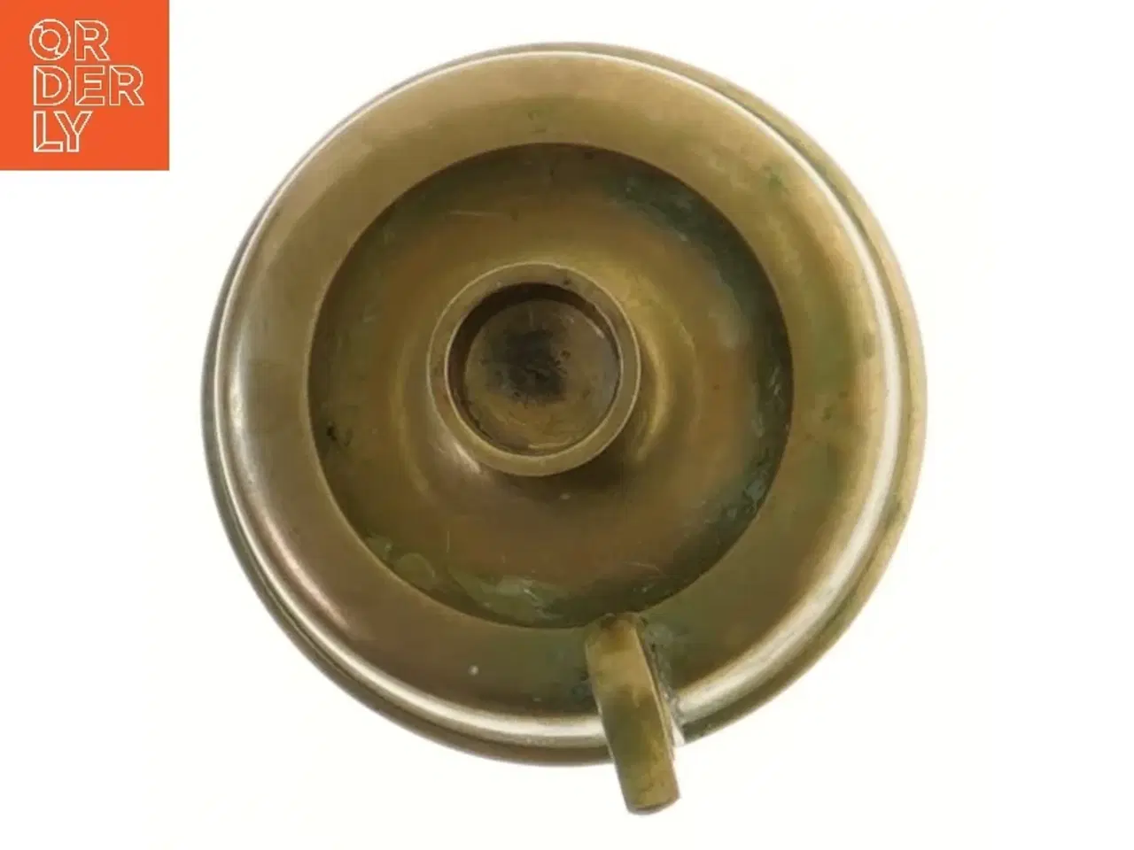 Billede 2 - Flot, antik messing lysestage med hank (str. Ø 10 cm)