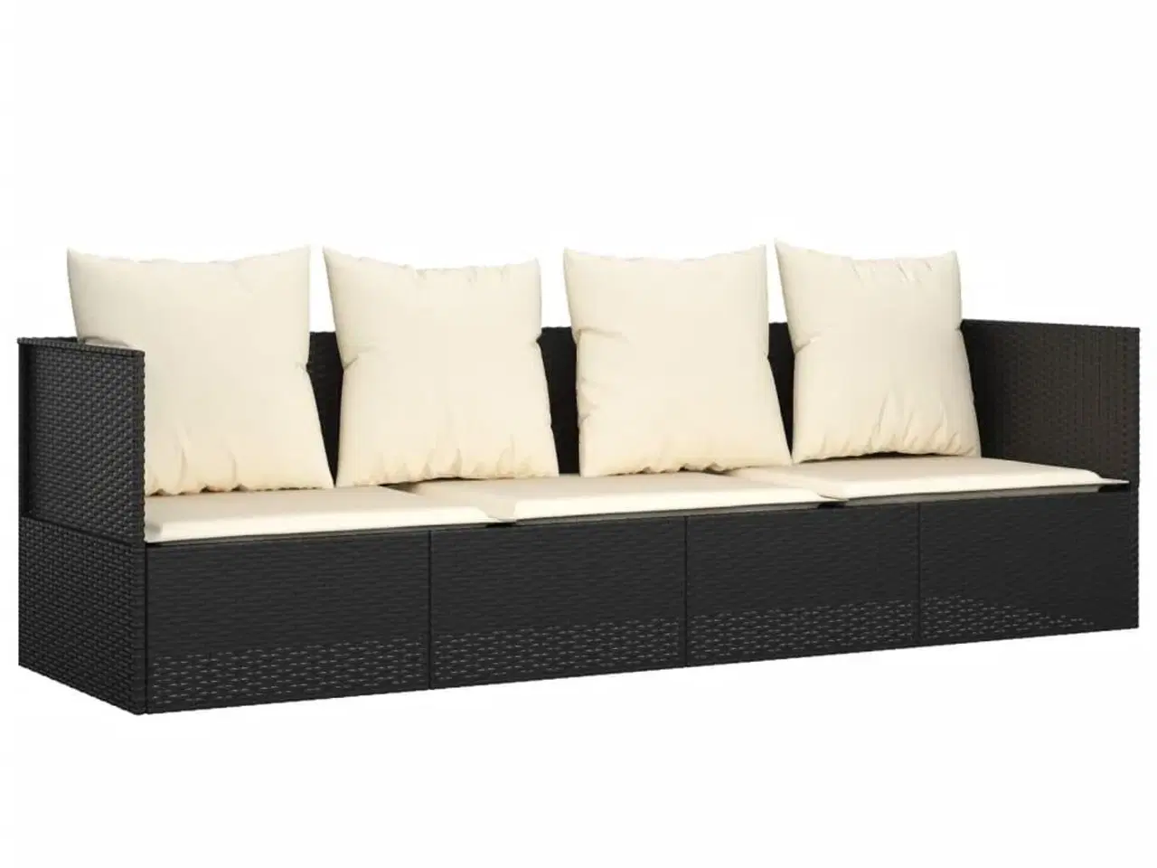 Billede 2 - Udendørs loungesofa med hynder polyrattan sort