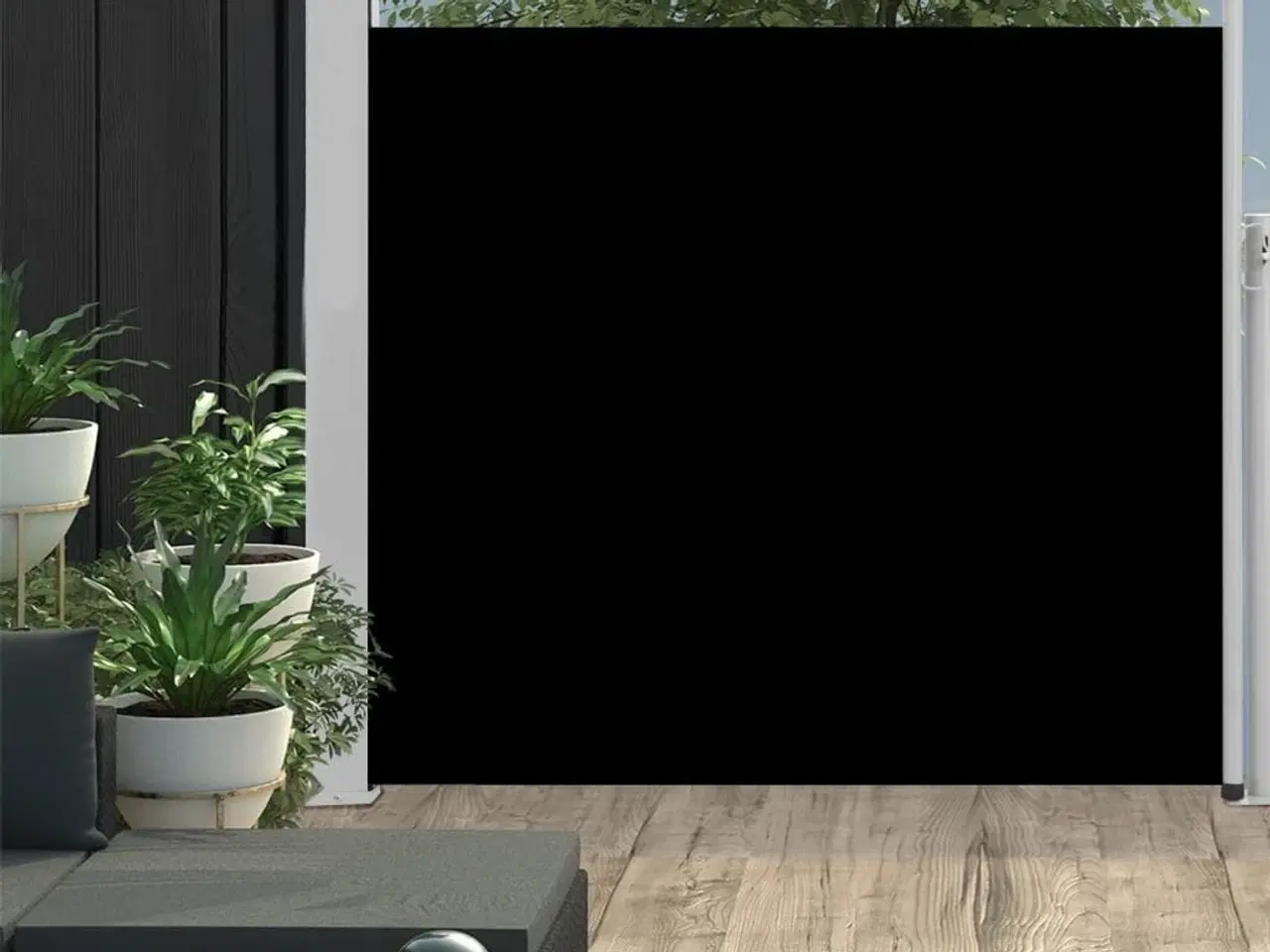 Billede 1 - Sammenrullelig sidemarkise til terrassen 100 x 300 cm sort