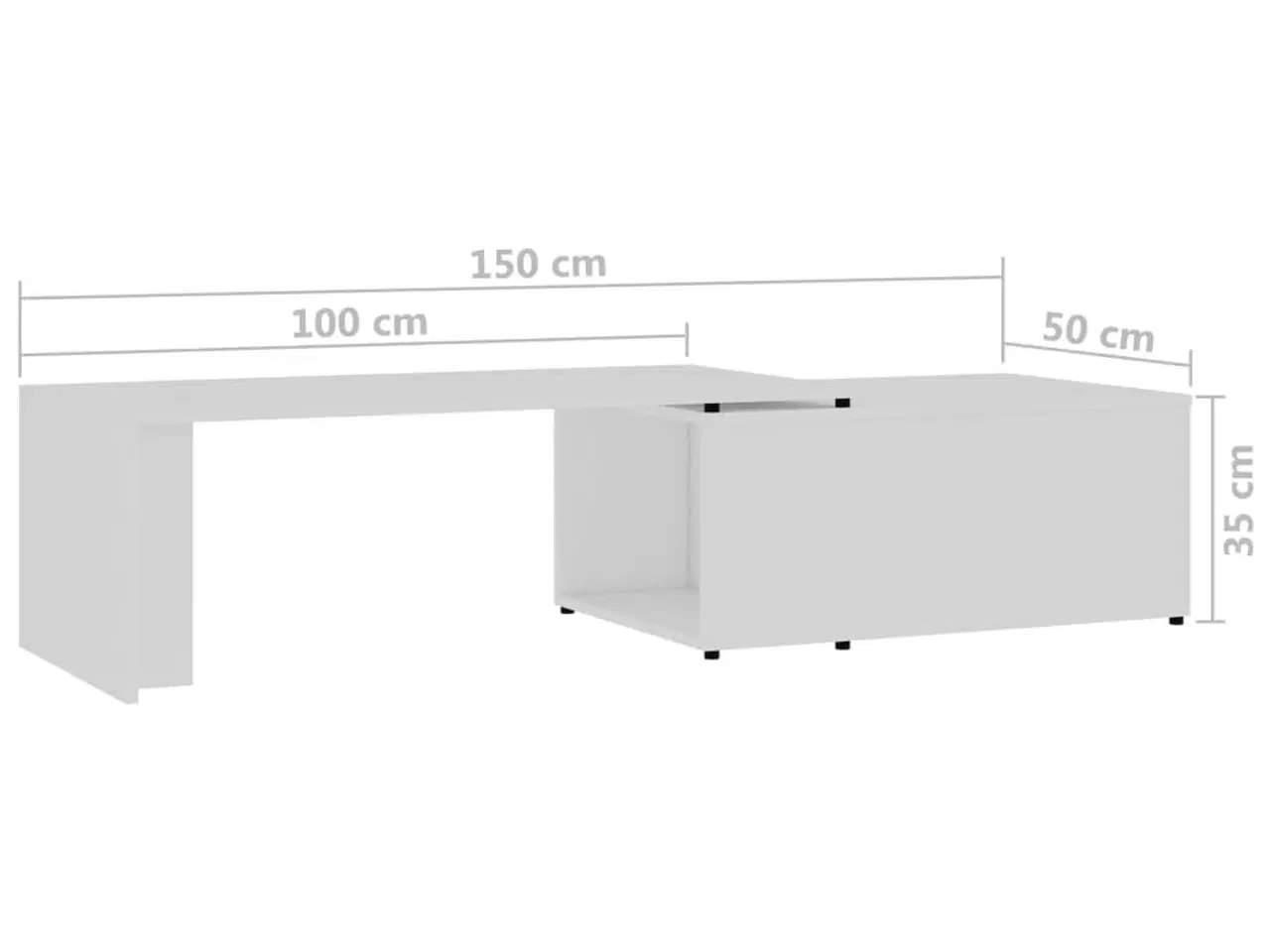 Billede 9 - Sofabord 150x50x35 cm konstrueret træ hvid
