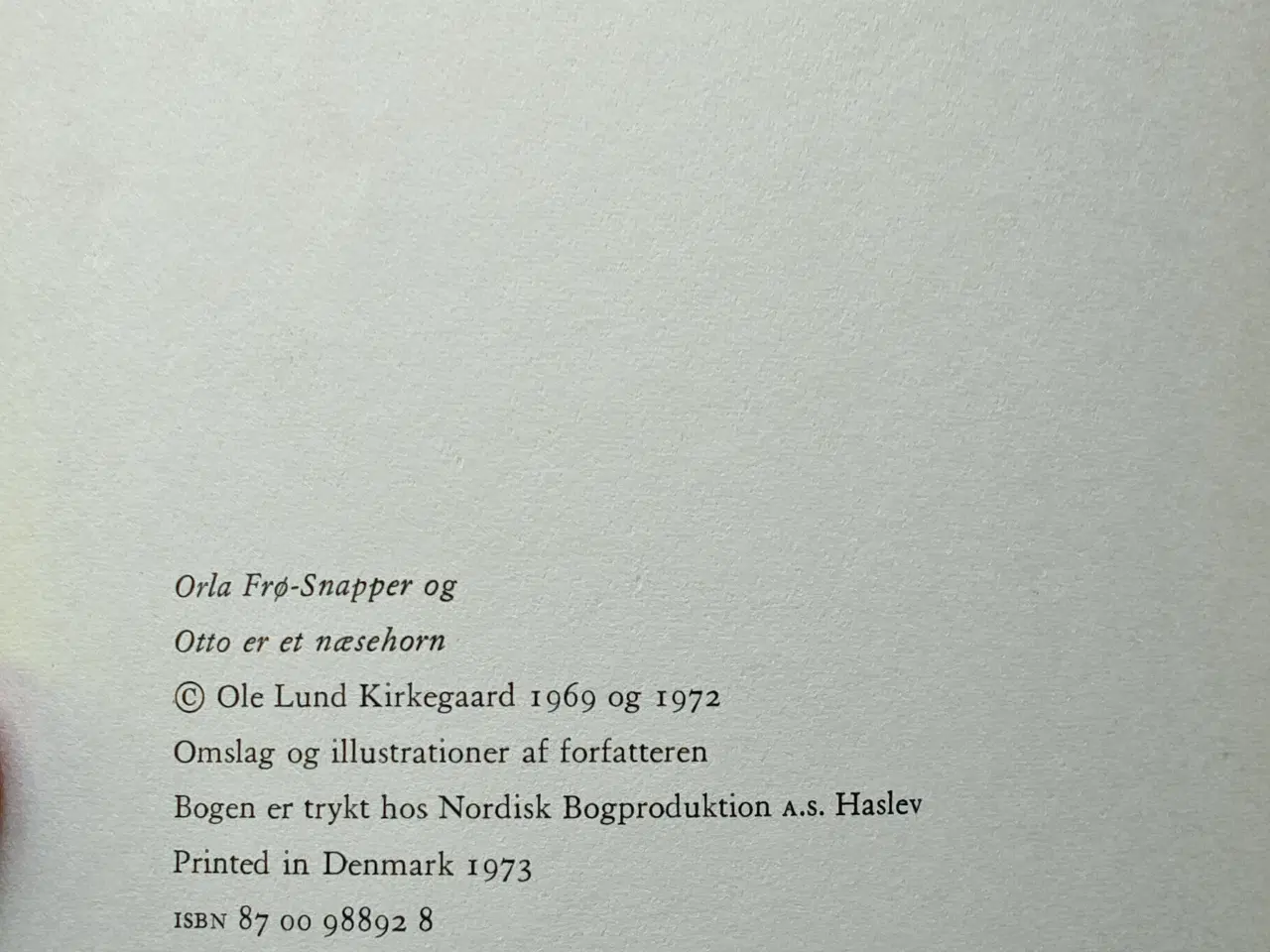 Billede 2 - Orla Frøsnapper og Otto er et næsehorn fra 1973