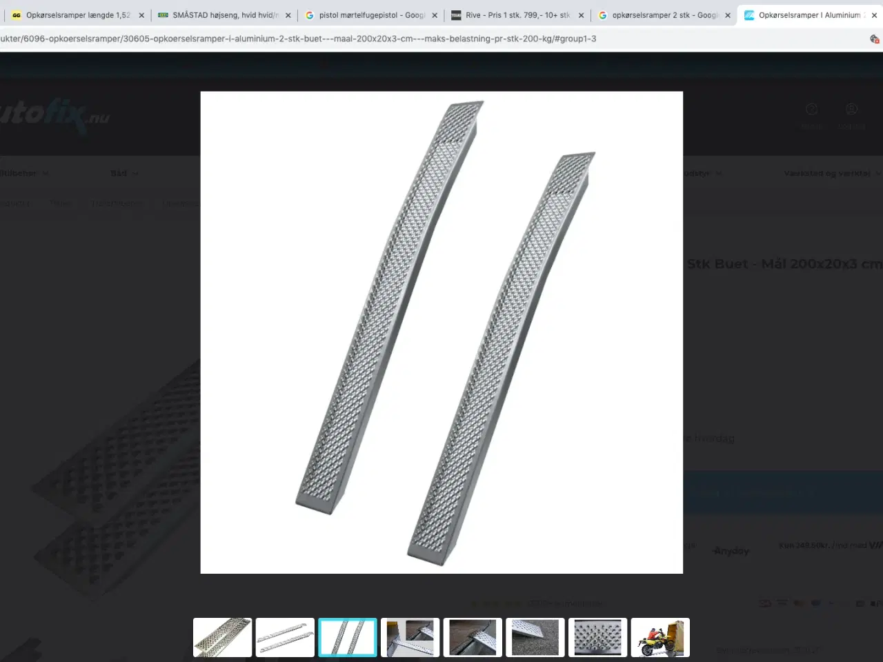 Billede 1 - Opkørselsramper I Aluminium 2 Stk Buet - Mål 200x2