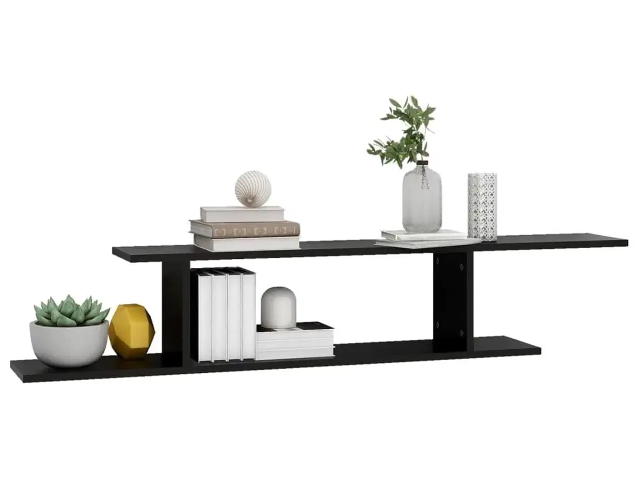 Billede 4 - Væghængt tv-hylde 125x18x23 cm konstrueret træ sort