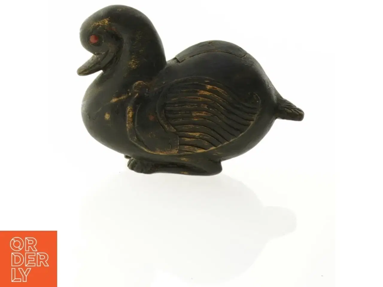 Billede 1 - Antik Træ Æske med låg i form som And (str. 10 x 15 cm)