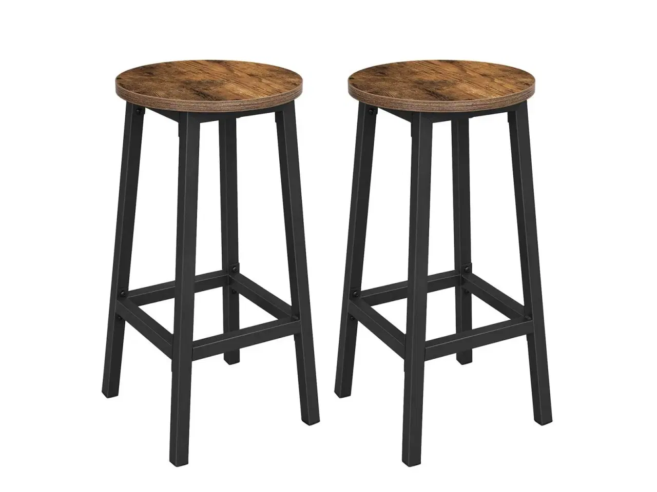 Billede 1 - Barstole 65 cm sæt af 2, industriel stil, rustik brun/sort