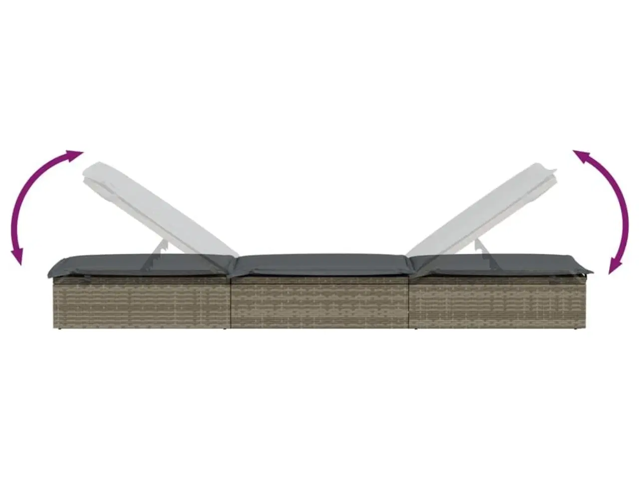 Billede 7 - Liggestol 1 stk. med hynde 201x55x62 cm polyrattan grå