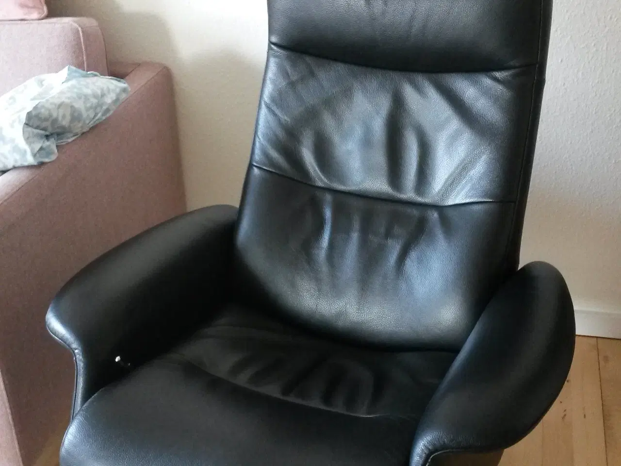 Billede 1 - img 2000 læder stol elite sort læder-sokkel krom