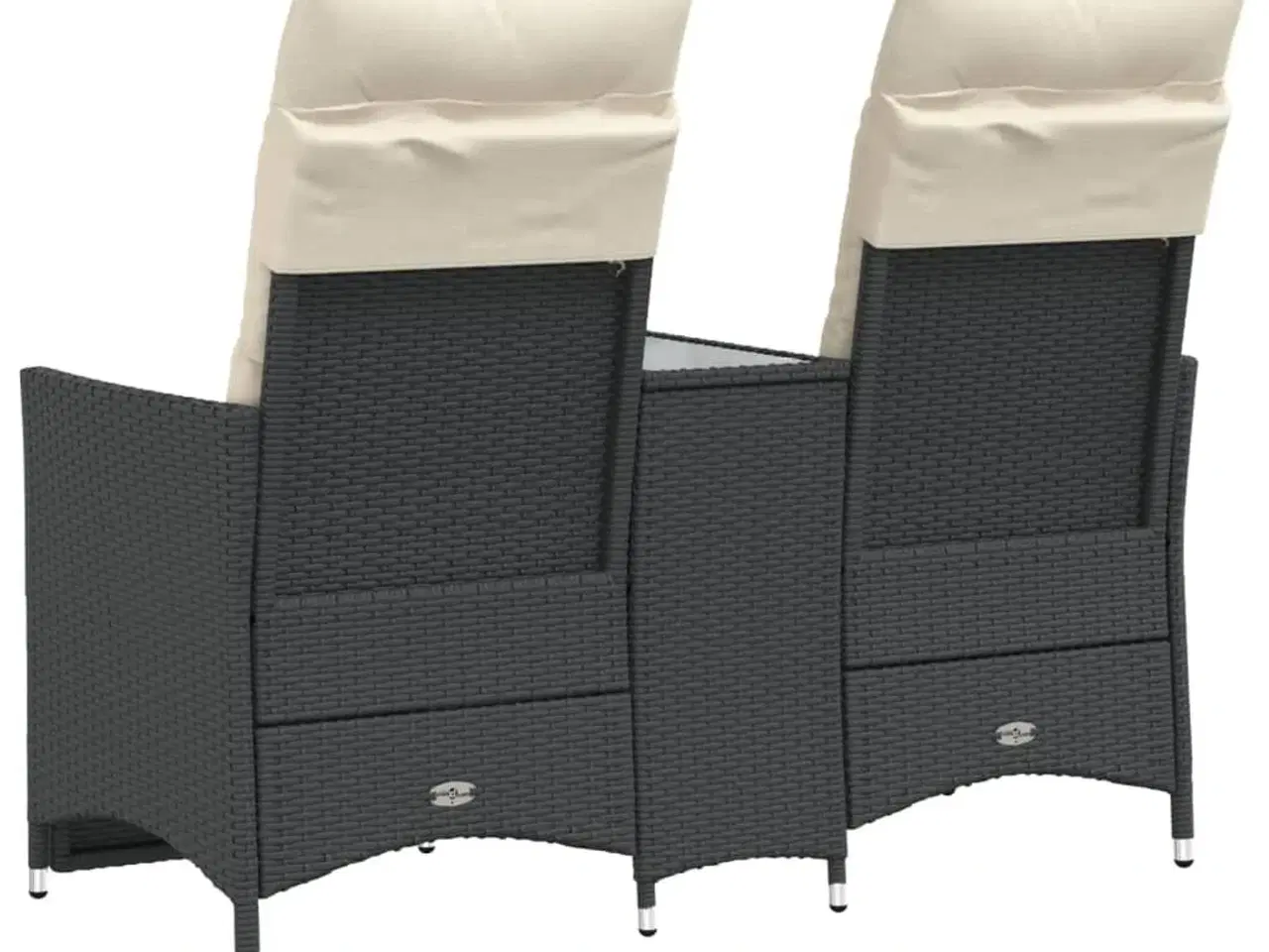 Billede 6 - 2-personers havesofa med bord og lænefunktion polyrattan sort
