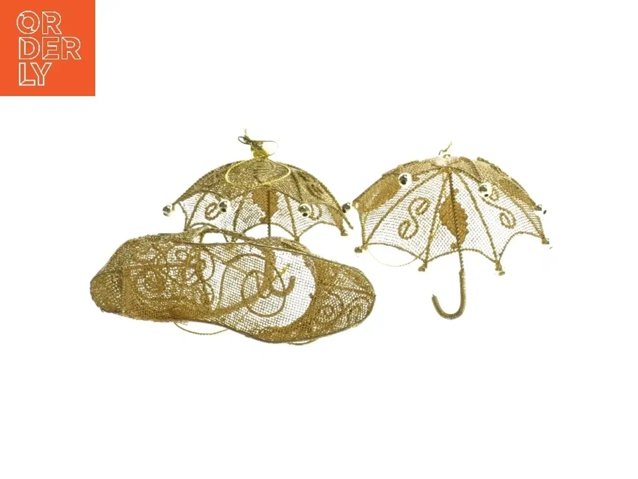 Billede 2 - Filigran julepynt paraplyer og sko (str. 9-12 cm)