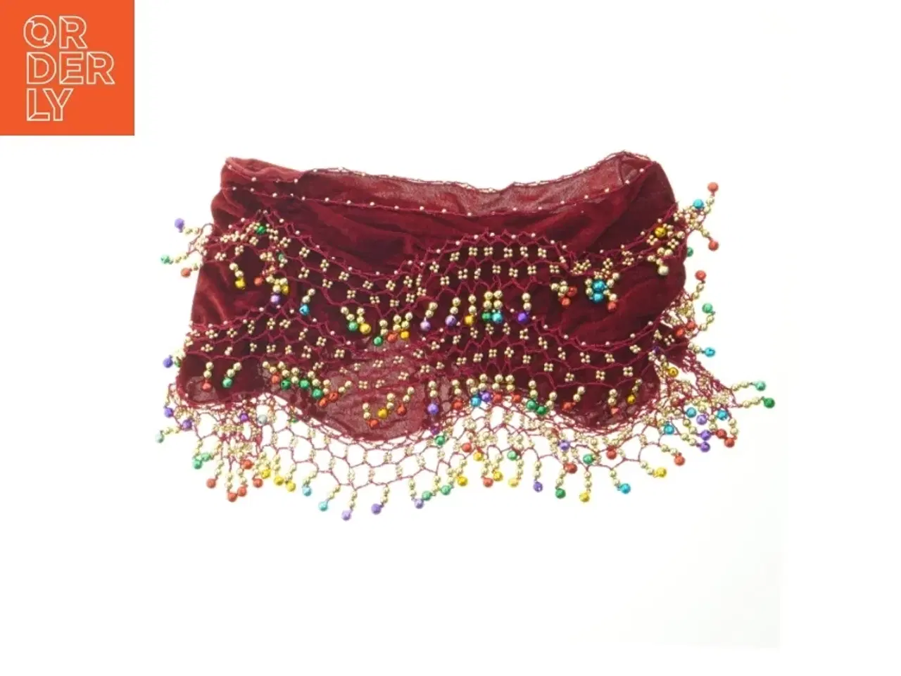 Billede 1 - Pyntet tørklæde med perler (str. 140 cm)