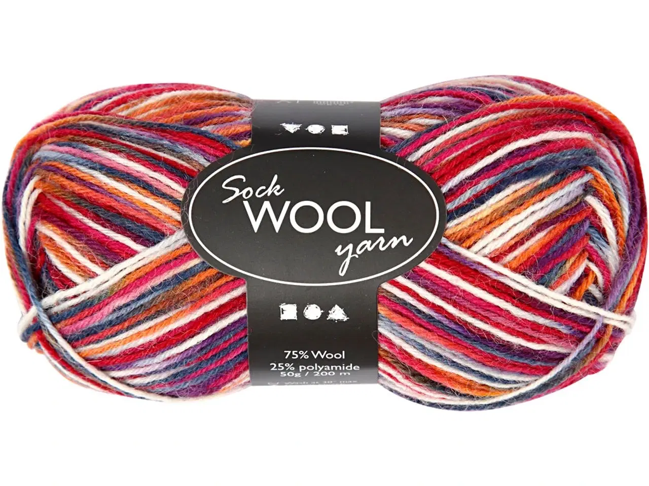 Billede 1 - Blå/Rød Strømpegarn - 200m Superwash Uld/Nylon