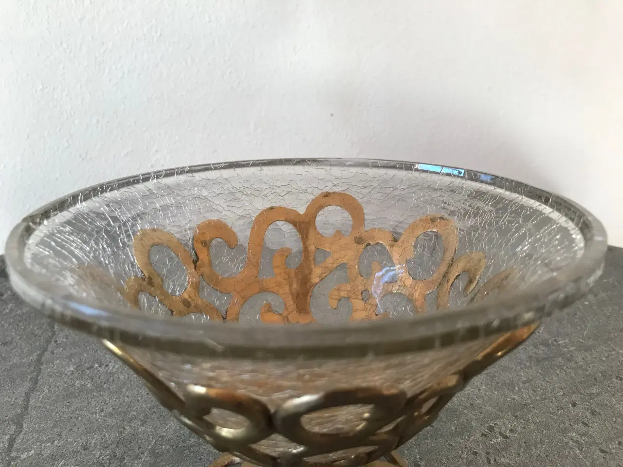Billede 3 - Vintage messing skål / opsats med glasindsats