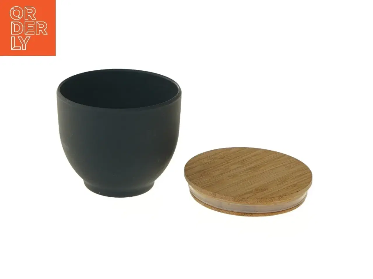 Billede 5 - Opbevaringskrukke med bambuslåg fra Madam Stoltz (str. Ø 9 cm længde 8 cm)