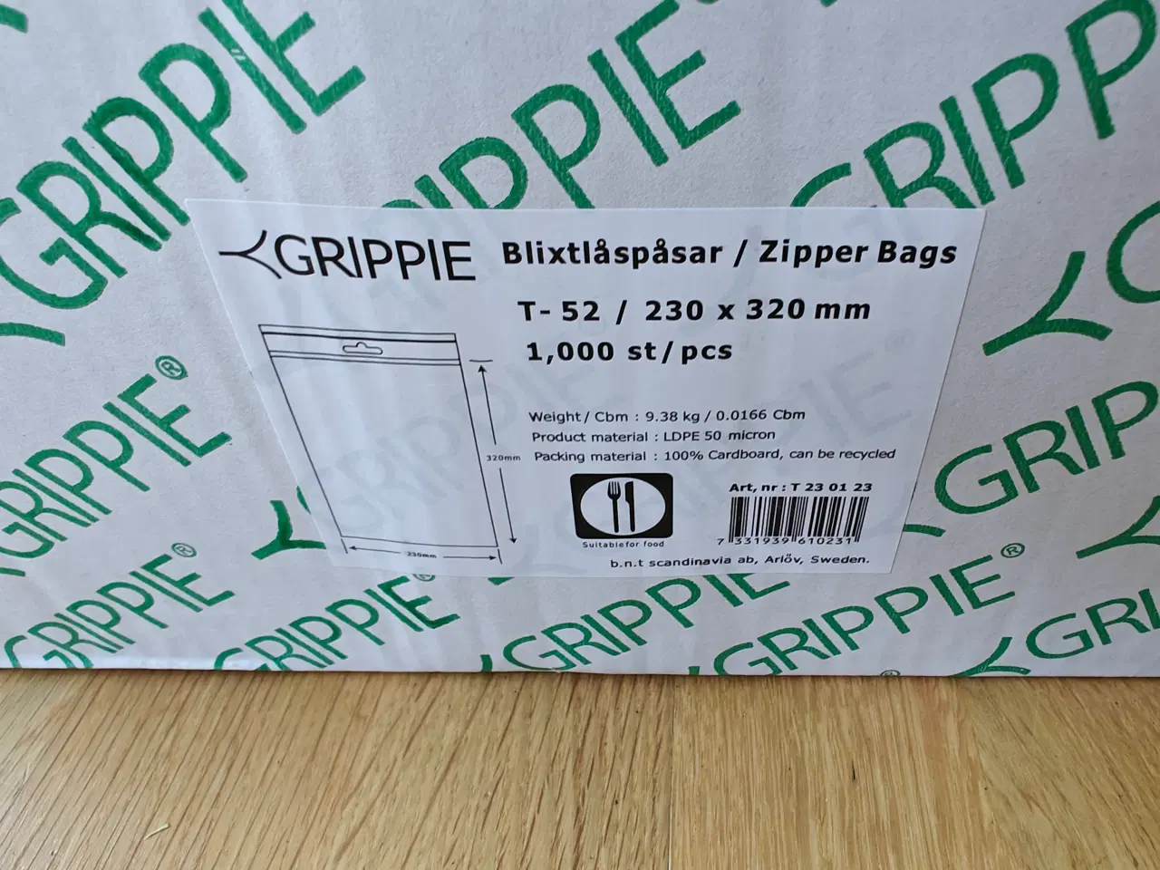 Billede 2 - Lynlåsposer GRIPPIE T52, 230x320 mm, U/ skrivefelt