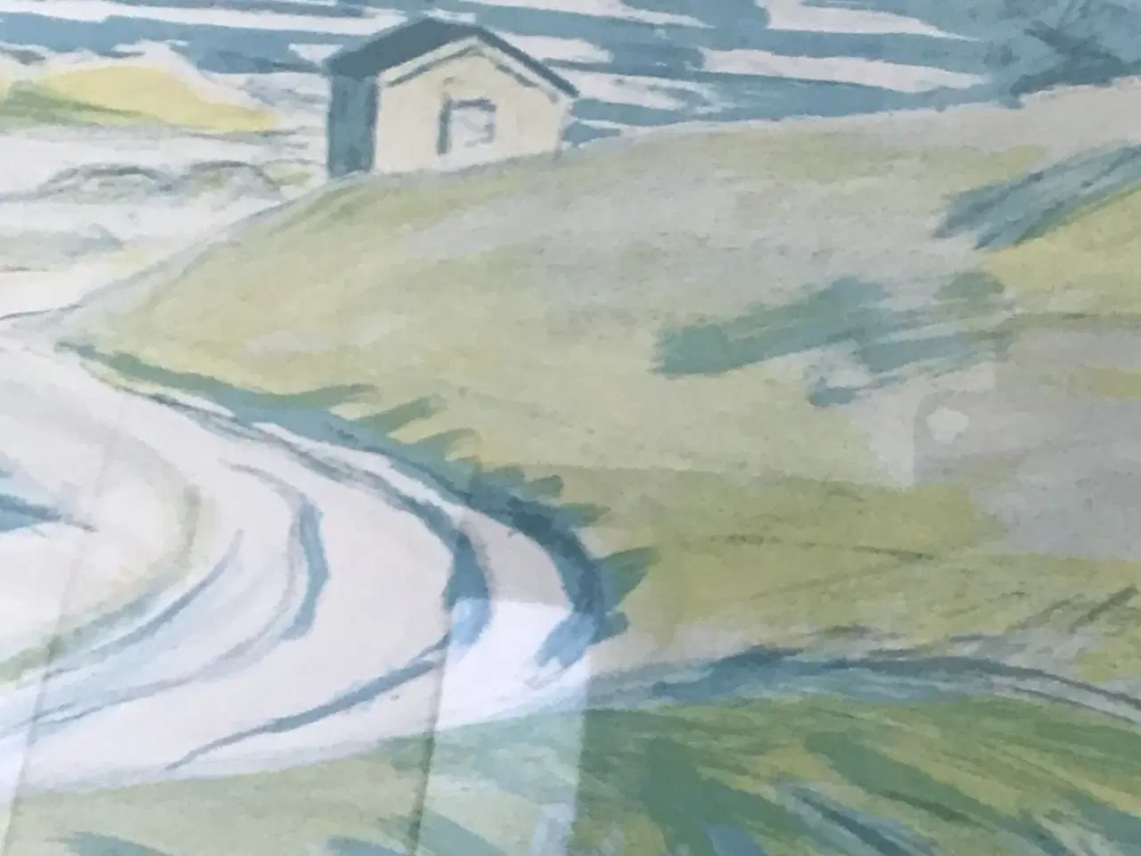 Billede 4 - Original- Akvarel med pastel af Axel p j i ramme