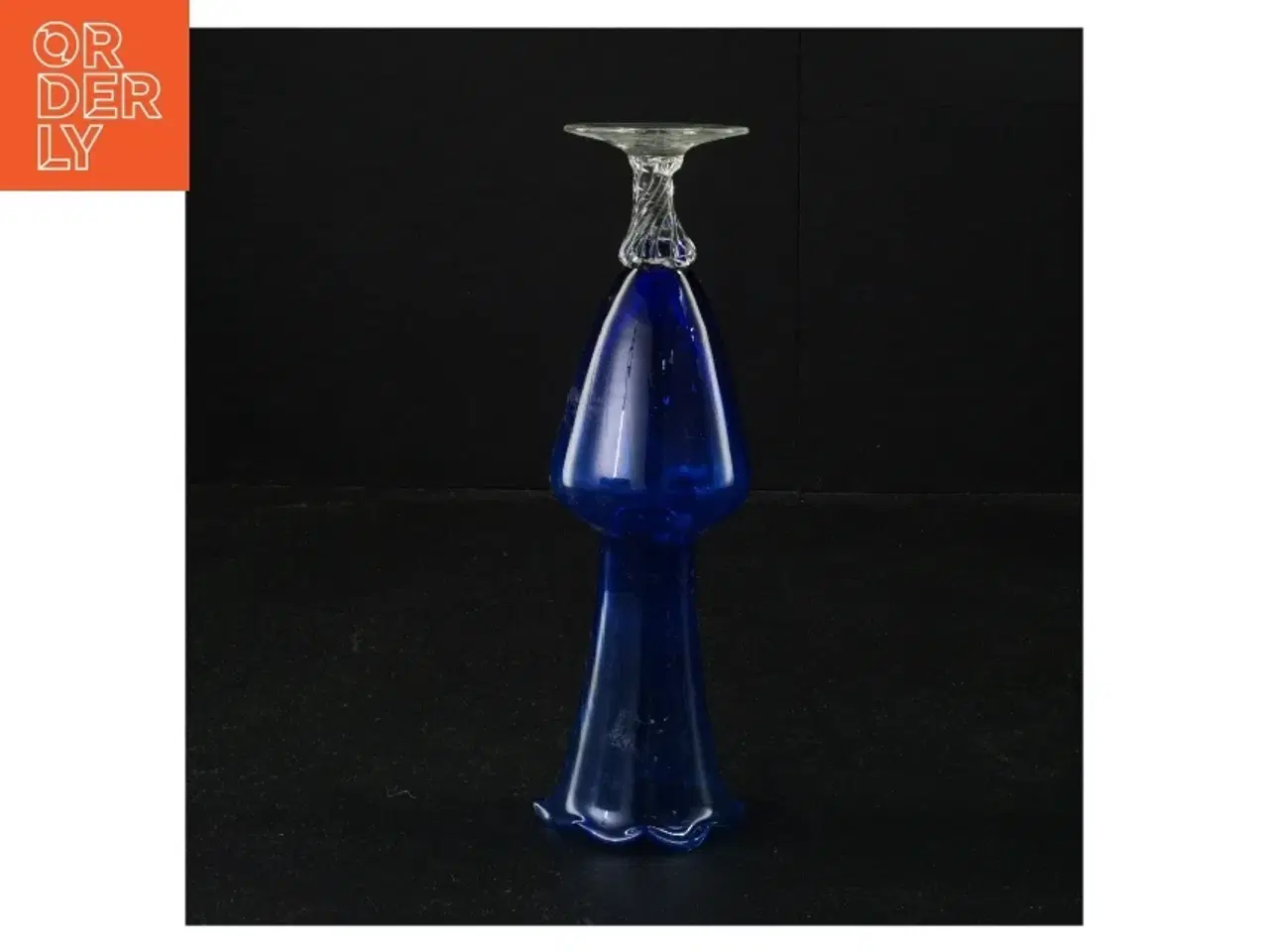 Billede 2 - Blåt glasvase (str. 19 x 6 cm)