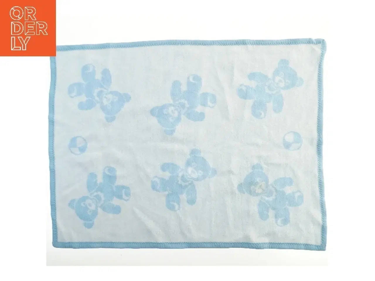 Billede 2 - Blåt babytæppe med bamsemotiv (str. 95x70 cm)