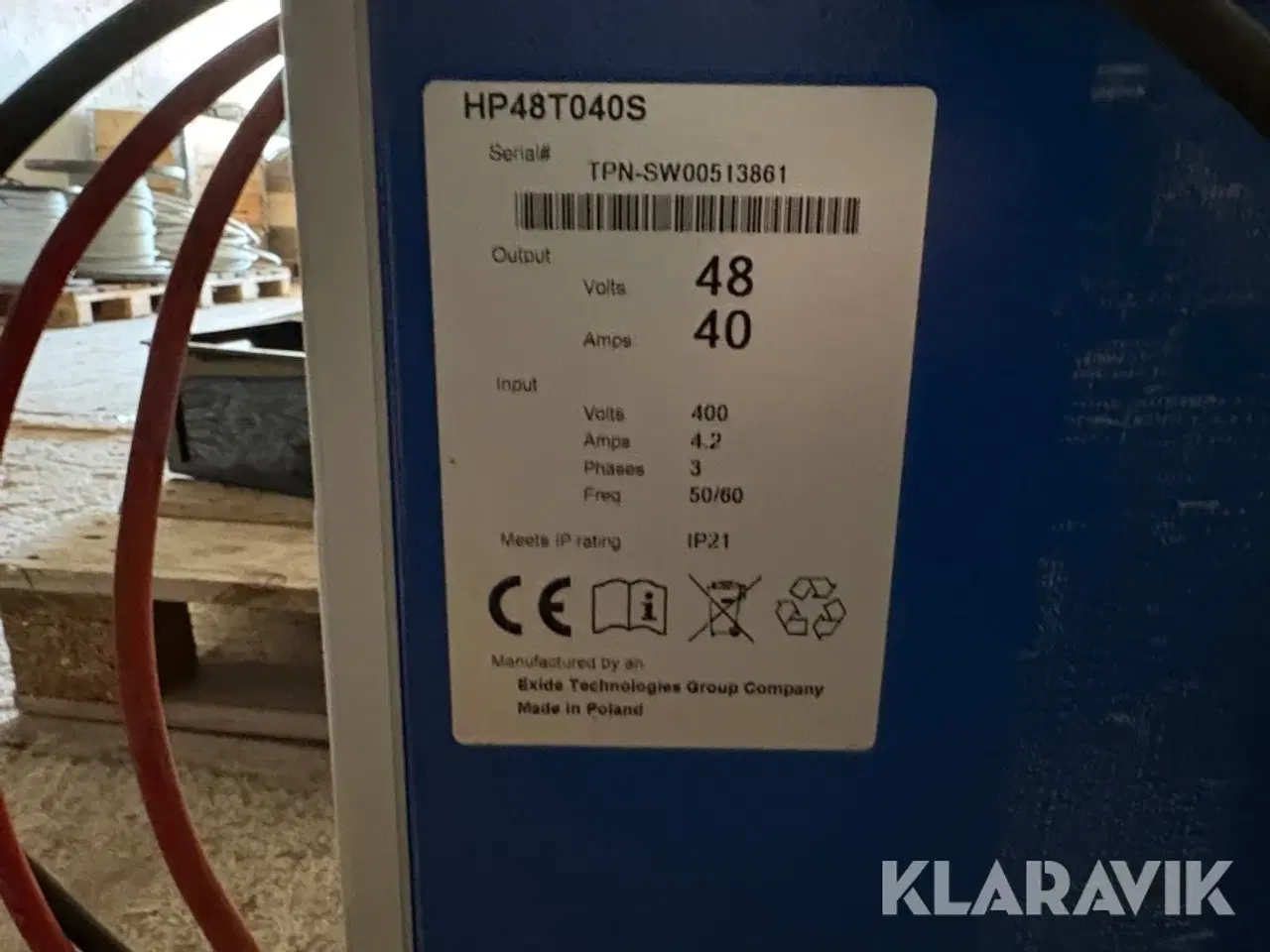 Billede 8 - Lader til truck Exide Technologies HP48T040S