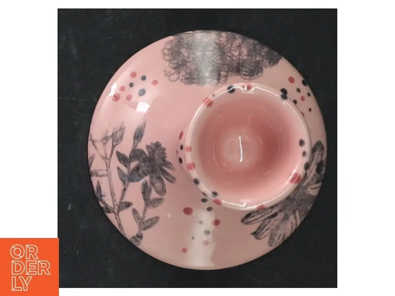 Billede 4 - Porcelænslysestage med blomstermotiv (str. 15 cm)